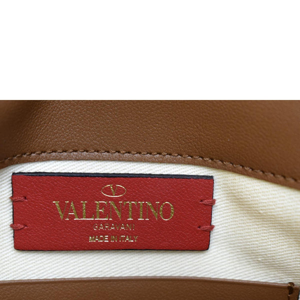 VALENTINO Rockstud Medium Leopard Print Canvas Clutch Bag Multicolor