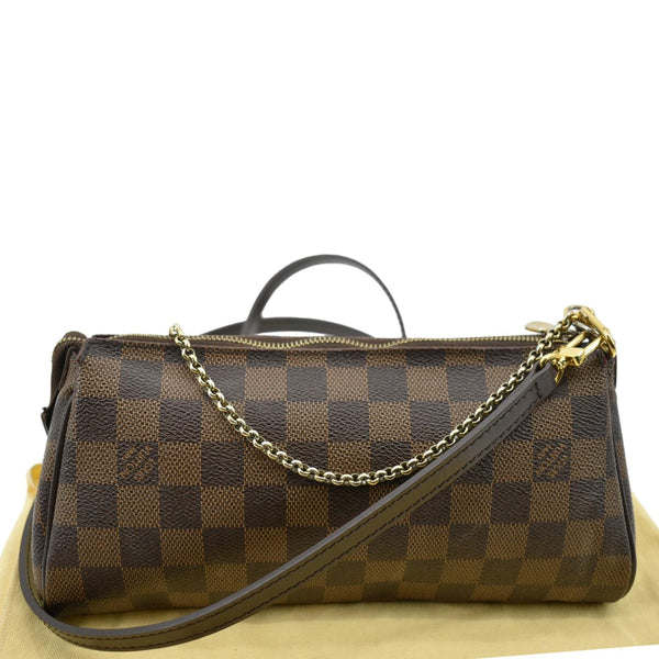LOUIS VUITTON Eva Pochette Damier Ebene Clutch Crossbody Bag Brown