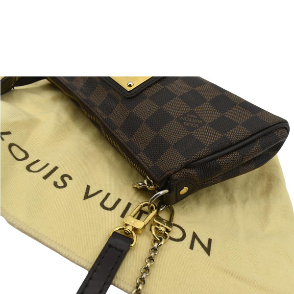 LOUIS VUITTON Eva Pochette Damier Ebene Clutch Crossbody Bag Brown