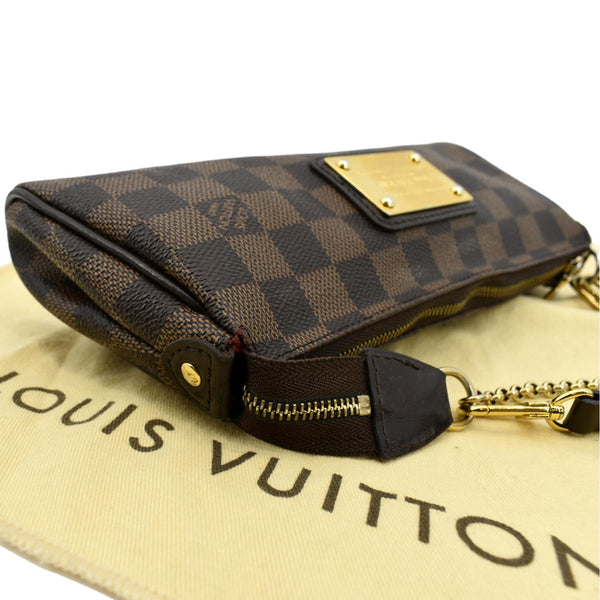 LOUIS VUITTON Eva Pochette Damier Ebene Clutch Crossbody Bag Brown