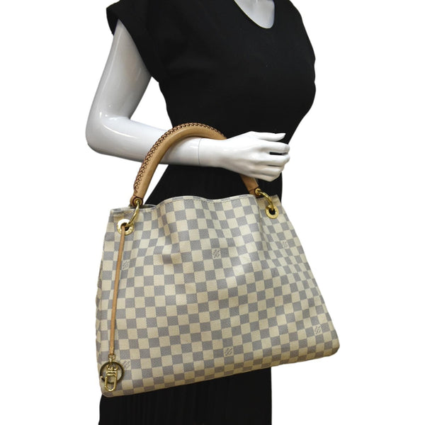LOUIS VUITTON Artsy MM Damier Azur Hobo Bag White