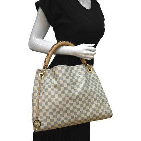 LOUIS VUITTON Artsy MM Damier Azur Hobo Bag White