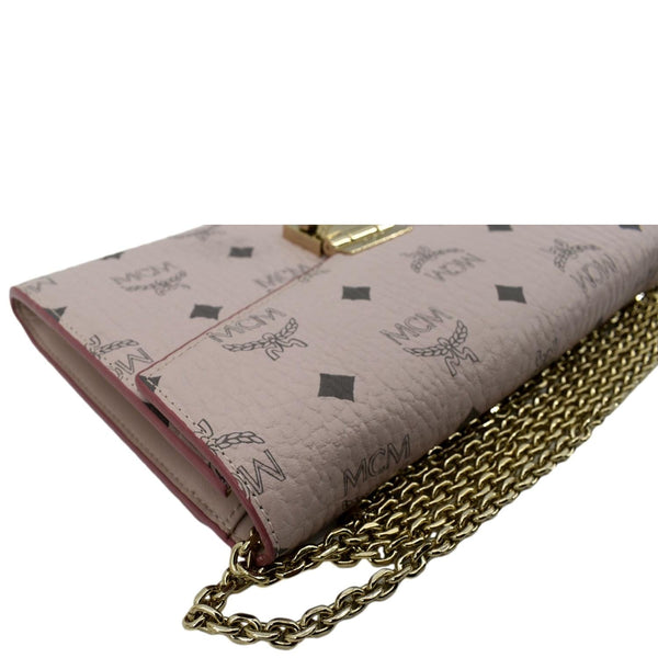 MCM Patricia Visetos Leather Crossbody Wallet Powder - Top Right