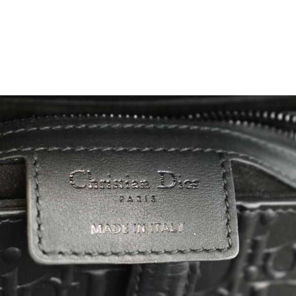 CHRISTIAN DIOR Saddle Oblique Embossed Calfskin Satchel Bag Black