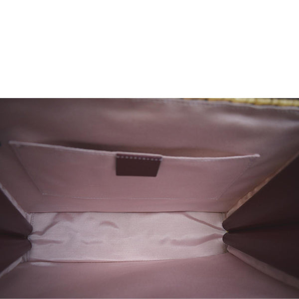 Gucci Sylvie Wicker Leather Shoulder Bag in Beige Color - Inisde