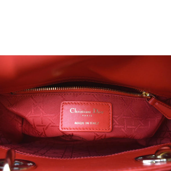 CHRISTIAN DIOR MY ABCDior Small Cannage Lambskin Leather Shoulder Bag Red
