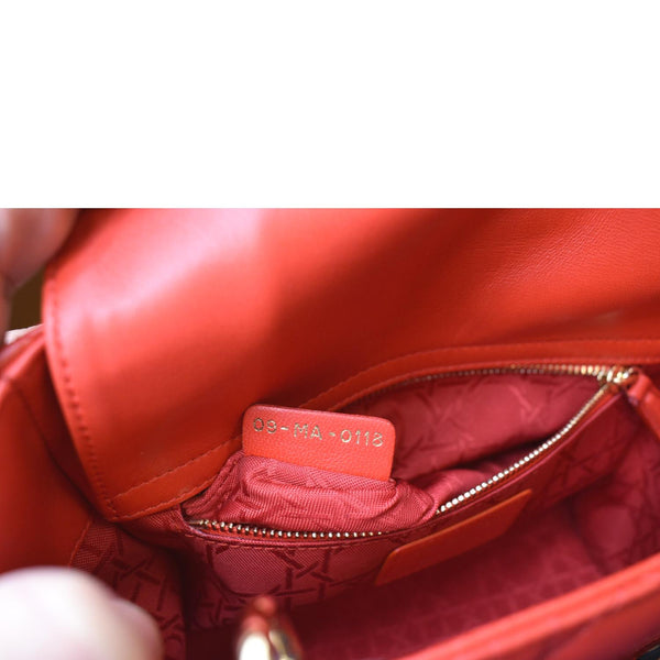 CHRISTIAN DIOR MY ABCDior Small Cannage Lambskin Leather Shoulder Bag Red