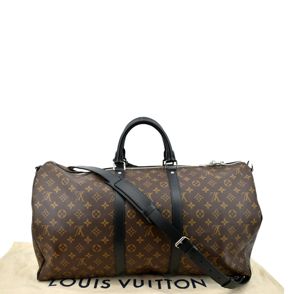 LOUIS VUITTON Keepall Bandouliere 55 Monogram Canvas Travel Bag Brown
