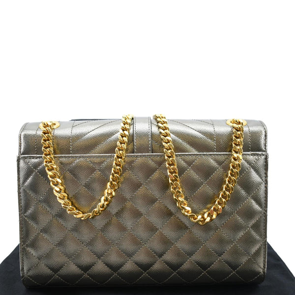 YVES SAINT LAURENT Envelope Medium Matelasse Leather Shoulder Bag Metallic