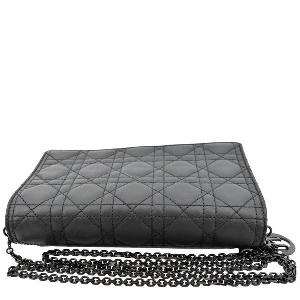 CHRISTIAN DIOR Lady Dior Cannage Leather Crossbody Chain wallet Black
