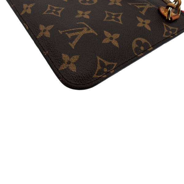 LOUIS VUITTON Neverfull Monogram Canvas Pochette Wristlet Pouch Brown