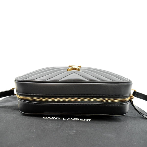 YVES SAINT LAURENT Lou Camera Chevron Leather Crossbody Bag Black