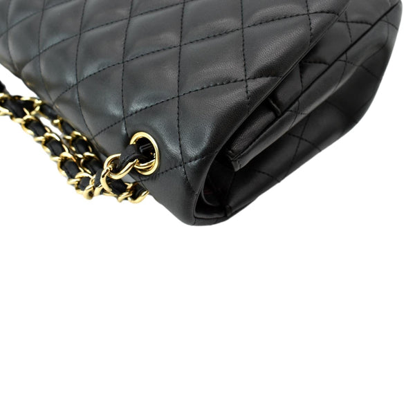 CHANEL Classic Jumbo Double Flap Lambskin Leather Shoulder Bag Black