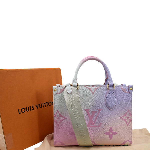 LOUIS VUITTON Women Onthego PM Monogram Coated Canvas Tote Sunrise Pastel