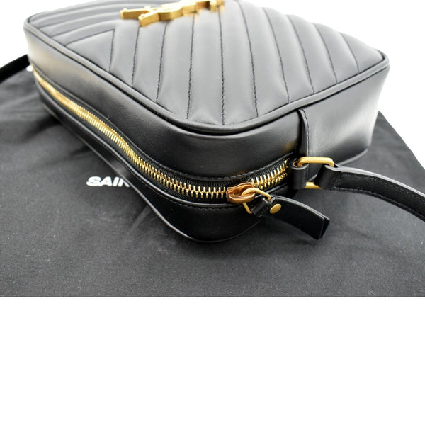 YVES SAINT LAURENT Lou Camera Chevron Leather Crossbody Bag Black