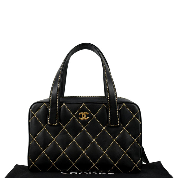 CHANEL CC Wild Stitch Vintage Calfskin Leather Tote Bag Black