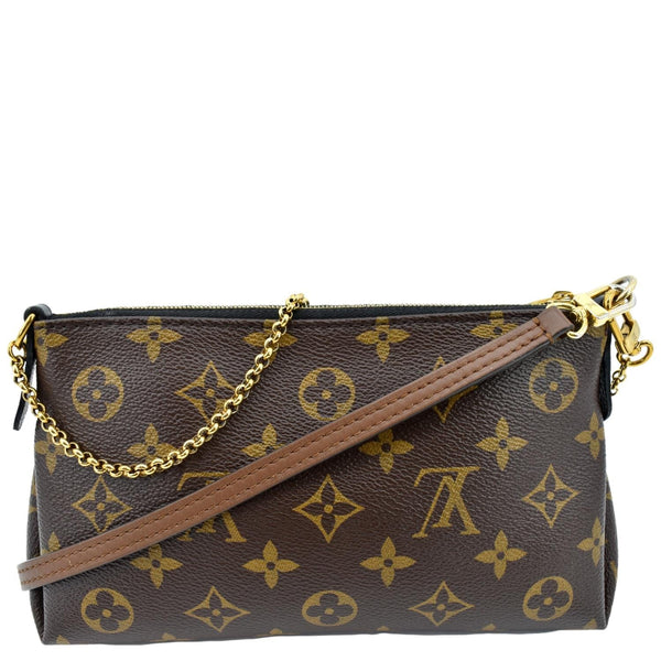 LOUIS VUITTON Pallas Monogram Canvas Clutch Crossbody Bag Brown