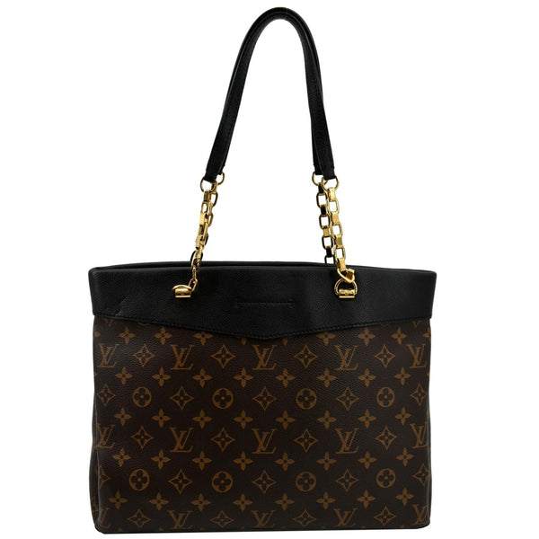 LOUIS VUITTON Pallas Chain Monogram Canvas Shopper Tote Bag Brown