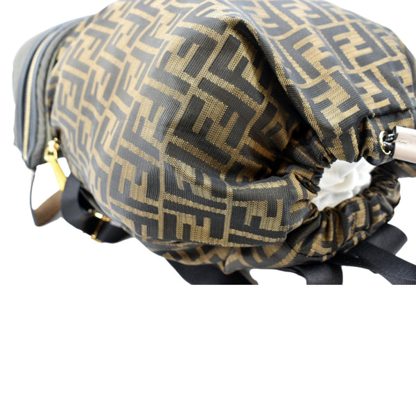 FENDI Convertible Monogram Canvas Backpack Bag Khaki