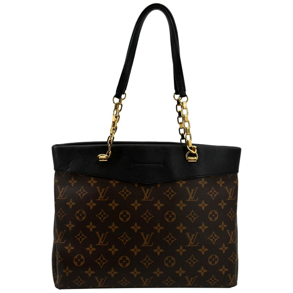LOUIS VUITTON Pallas Chain Monogram Canvas Shopper Tote Bag Brown