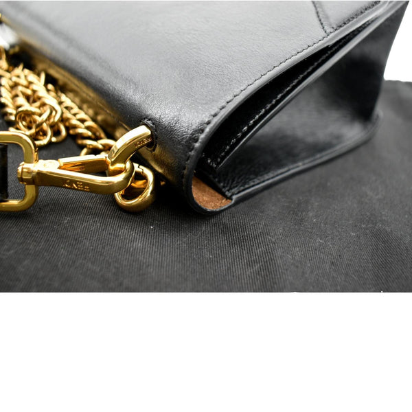 Fendi Kan U Leather Shoulder Bag in Black Color - Left Side