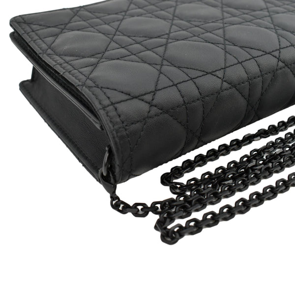 CHRISTIAN DIOR Lady Dior Cannage Leather Crossbody Chain wallet Black