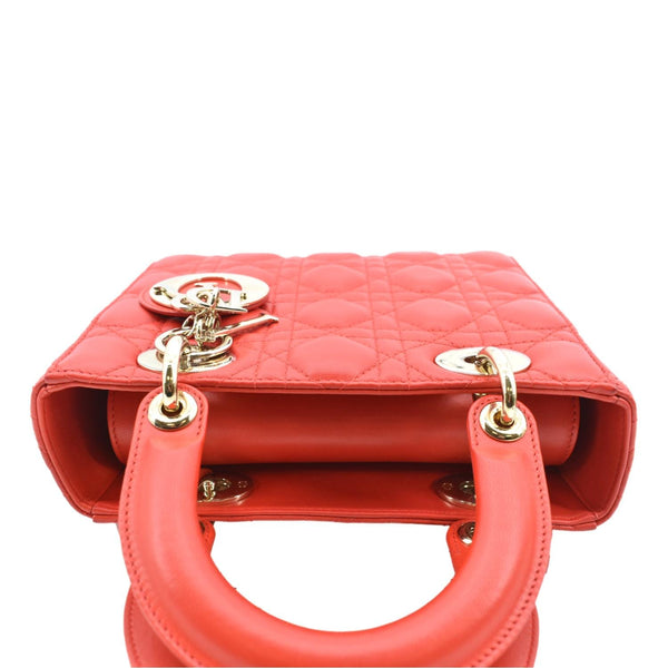 CHRISTIAN DIOR MY ABCDior Small Cannage Lambskin Leather Shoulder Bag Red