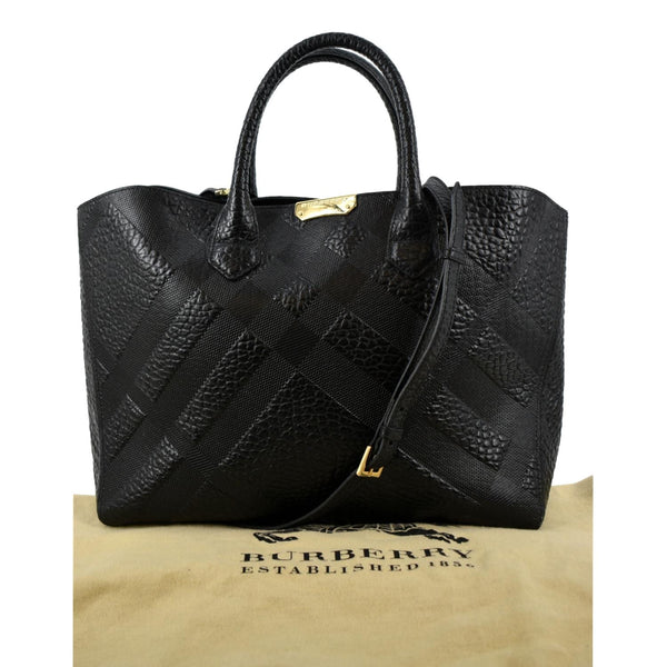 BURBERRY Dewsbury Medium Grain Check Embossed Tote Bag Black