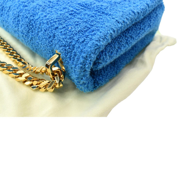 BURBERRY Lola Medium Towel Leather Shoulder Bag Blue