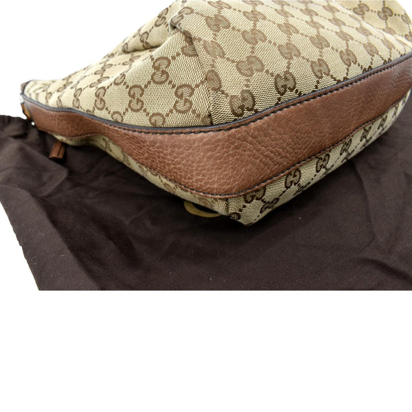 Gucci Bamboo Bar GG Monogram Canvas Hobo Bag in Brown - Bottom Left