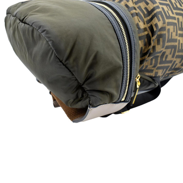 FENDI Convertible Monogram Canvas Backpack Bag Khaki