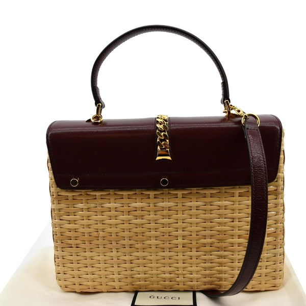 Gucci Sylvie Wicker Leather Shoulder Bag in Beige Color - Back