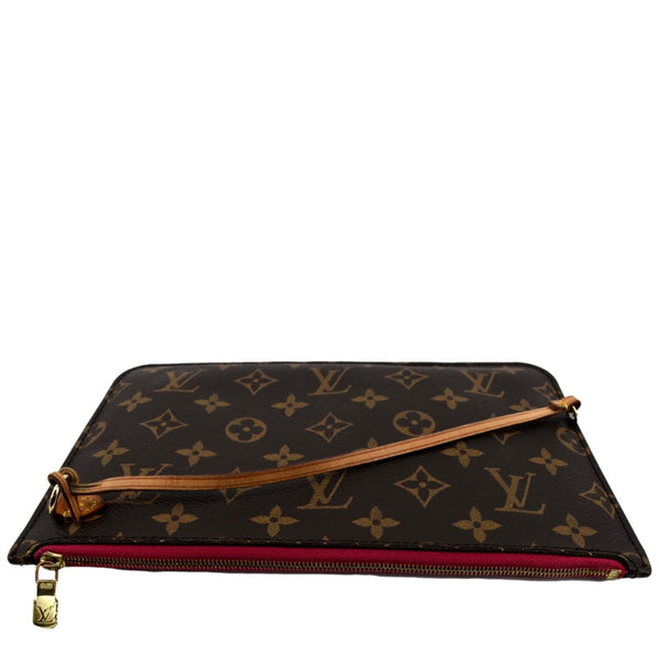 LOUIS VUITTON Neverfull Monogram Canvas Pochette Wristlet Pouch Brown