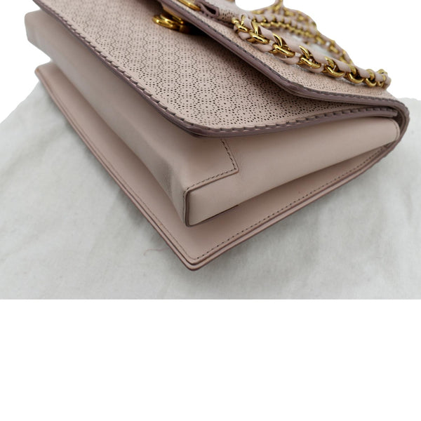 SALVATORE FERRAGAMO Vara Medium Perforated Leather Shoulder Bag Light Pink