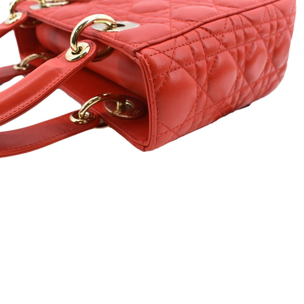 CHRISTIAN DIOR MY ABCDior Small Cannage Lambskin Leather Shoulder Bag Red