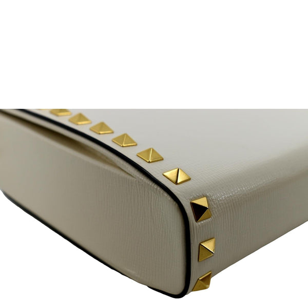 VALENTINO Rockstud Alcove Calfskin Leather Clutch Shoulder Bag Ivory