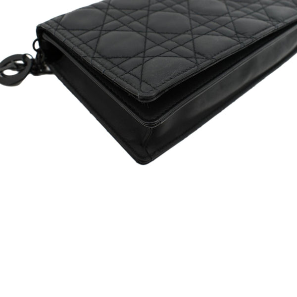 CHRISTIAN DIOR Lady Dior Cannage Leather Crossbody Chain wallet Black