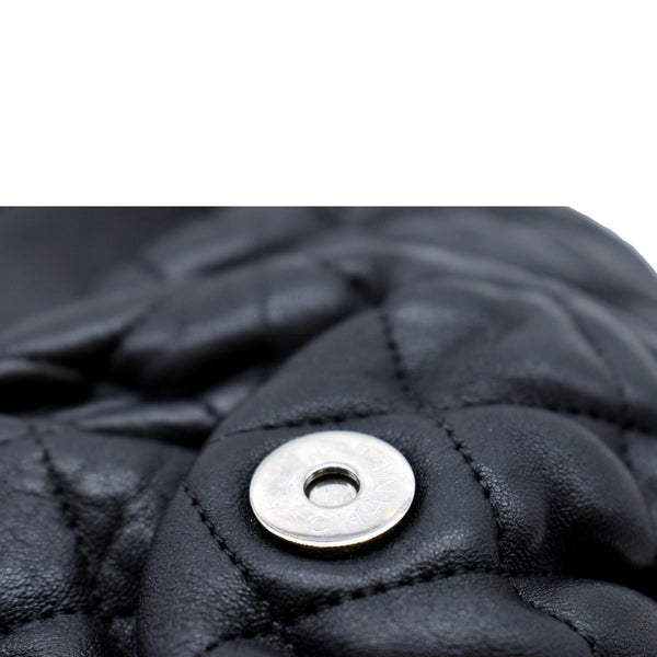 CHANEL CC Chain Around Flap Quilted Leather Crossbody Bag Black