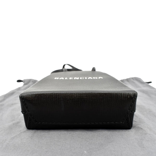 BALENCIAGA Leather Phone Holder Shopping Crossbody Bag Black