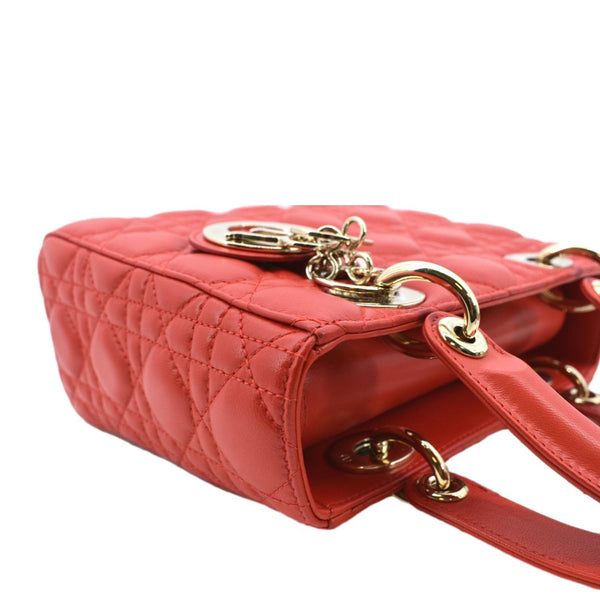 CHRISTIAN DIOR MY ABCDior Small Cannage Lambskin Leather Shoulder Bag Red