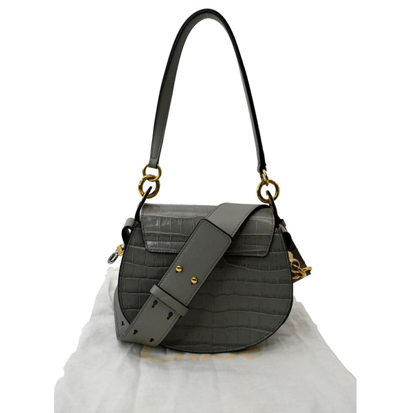 Chloe Tess Hobo Crocodile Embossed Leather Crossbody Bag - Back