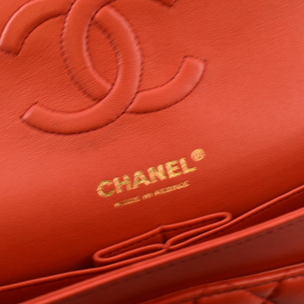 CHANEL Classic Double Flap Medium Leather Shoulder Bag Red