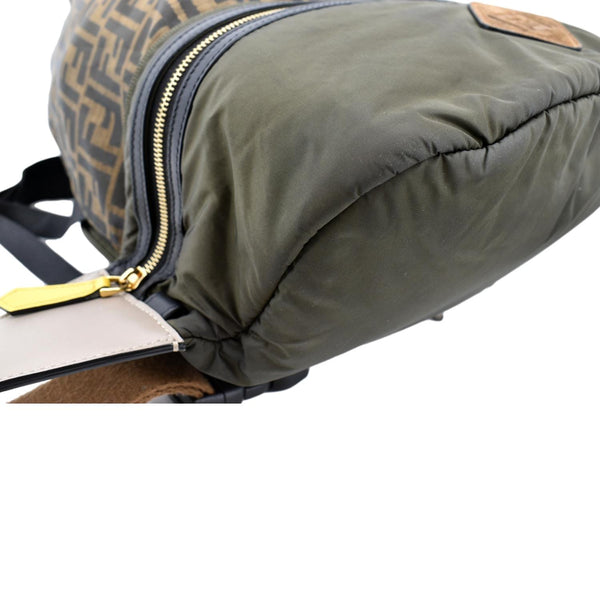 FENDI Convertible Monogram Canvas Backpack Bag Khaki