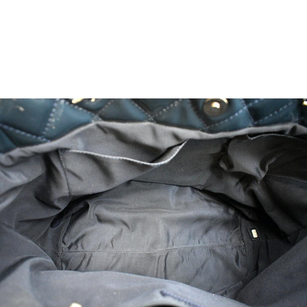 Chanel Chic Glitter Large Patent Leather Tote Bag Blue - Inside