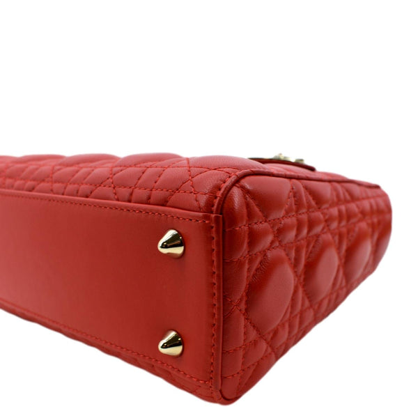 CHRISTIAN DIOR MY ABCDior Small Cannage Lambskin Leather Shoulder Bag Red