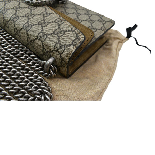 GUCCI Dionysus Small GG Supreme Canvas Shoulder Bag Beige 499623