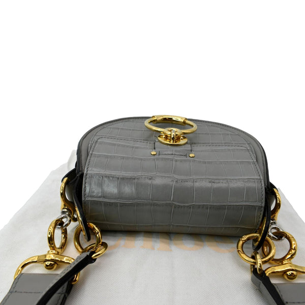 Chloe Tess Hobo Crocodile Embossed Leather Crossbody Bag - Top