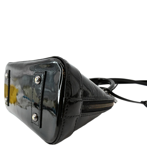 LOUIS VUITTON Alma BB Vernis Leather Satchel Crossbody Bag Black