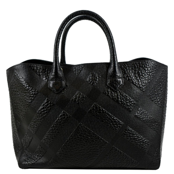 BURBERRY Dewsbury Medium Grain Check Embossed Tote Bag Black