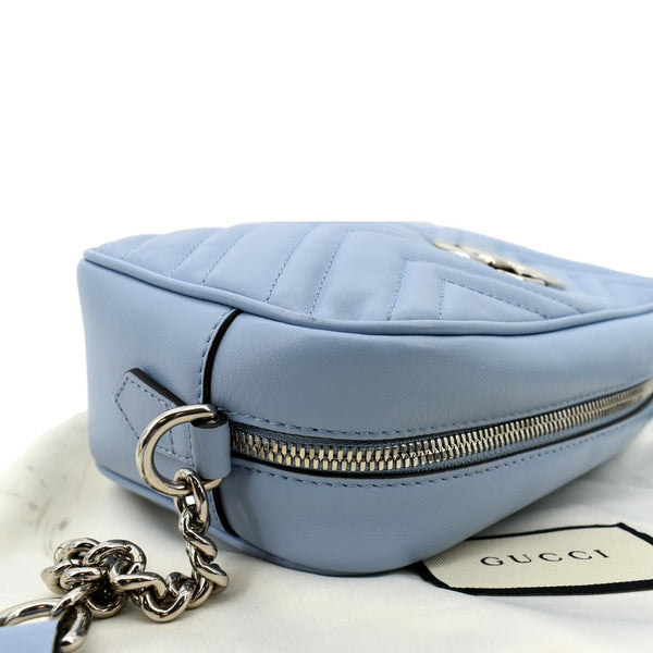 GuccI GG Marmont Matelasse Leather Crossbody Bag Blue - Left Side